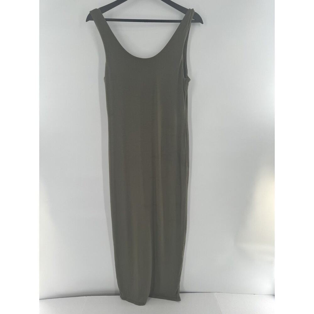Fashion Nova Bodycon Midi Dress Size XL Olive Green Club Sexy Scoopneck Rayon - Picture 4 of 9